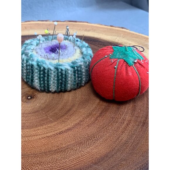 Vintage Strawberry & Knitted Pin Cushions Set - Picture 5 of 8